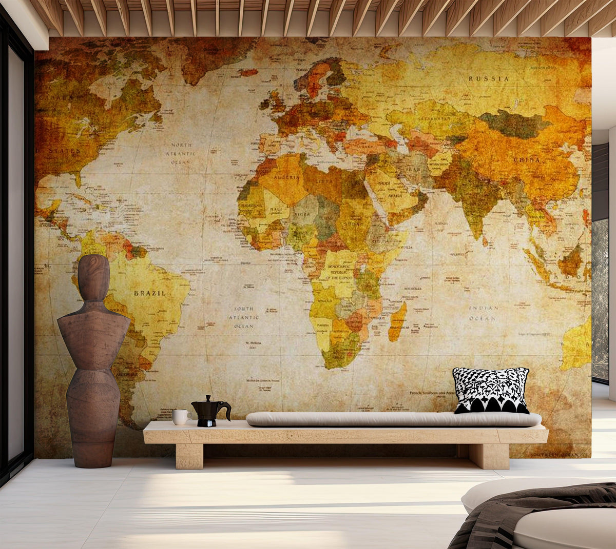 World Map Wallpaper Wall Mural - Old World Map 01 – Tiptophomedecor