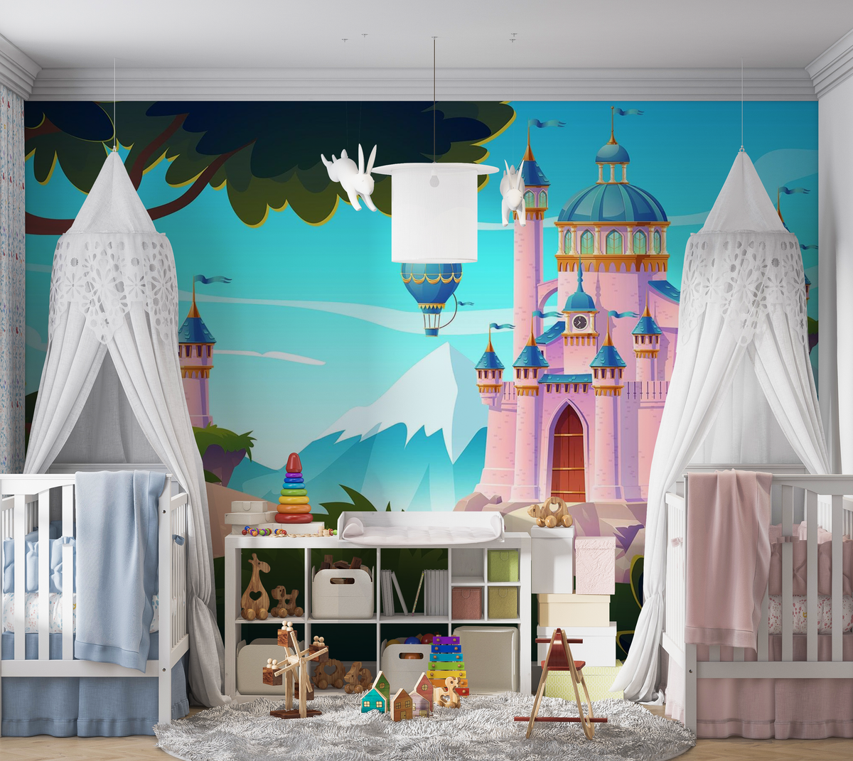 Enchanted Castle Landscape Wallpaper Mural - Removable Traditional Wallpaper  – Tiptophomedecor, image size:1200x1071