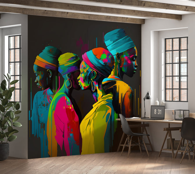 Premium Wallpaper Wall Mural - Colorful African Women-Tiptophomedecor