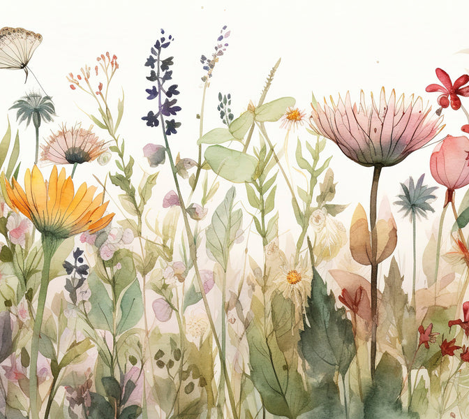 Premium Wallpaper Wall Mural - Watercolor Botanical Field-Tiptophomedecor