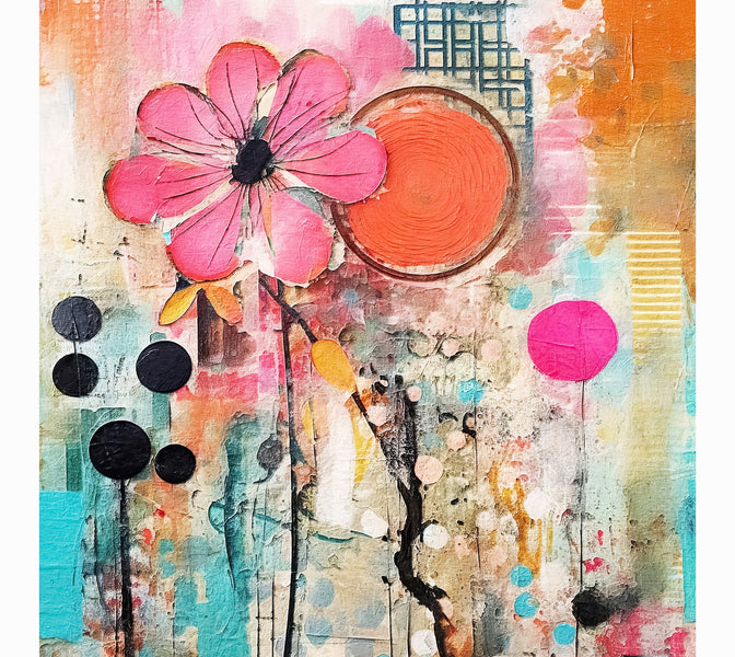 Premium Wallpaper Wall Mural - Mixed Media Floral-Tiptophomedecor