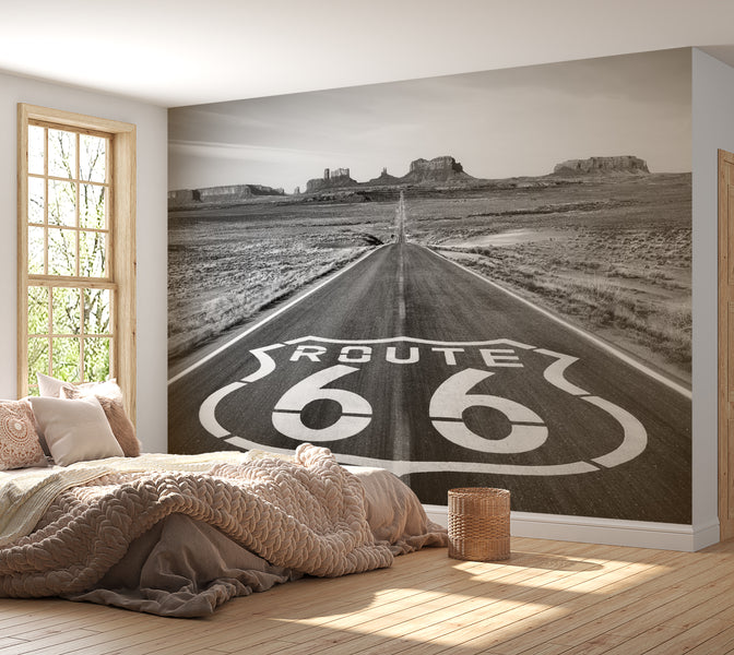 Premium Wallpaper Wall Mural - Route 66 Black & White