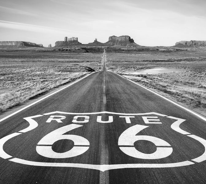 Premium Wallpaper Wall Mural - Route 66 Black & White