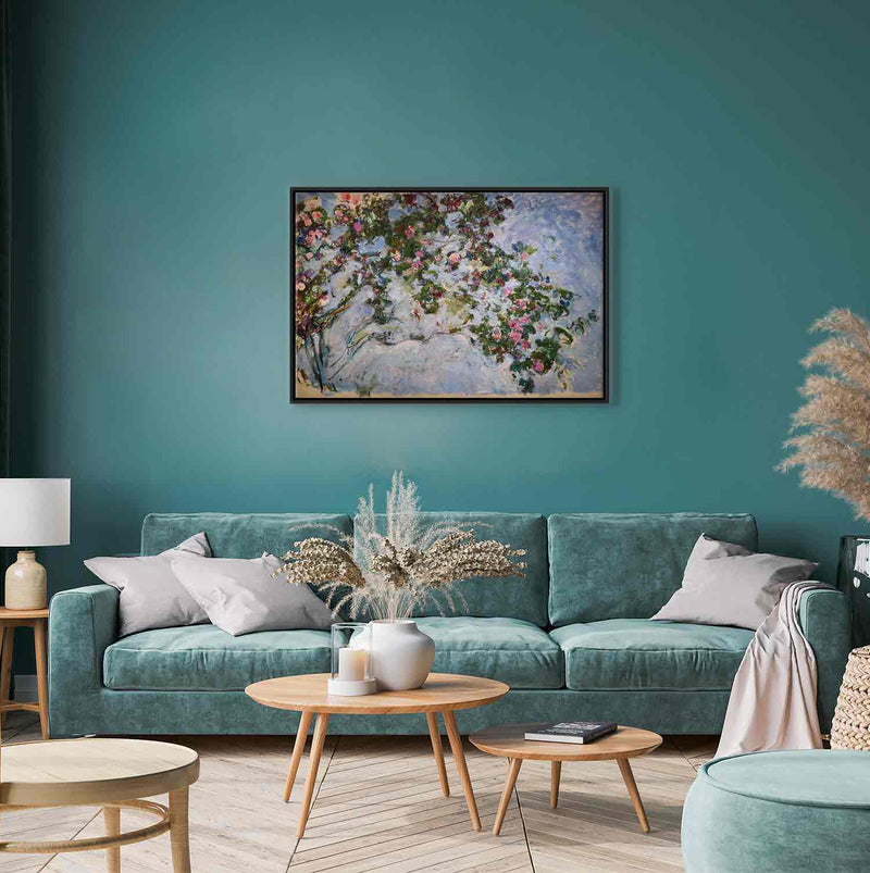 Floating Framed Canvas Art - Les Roses - Claude Monet
