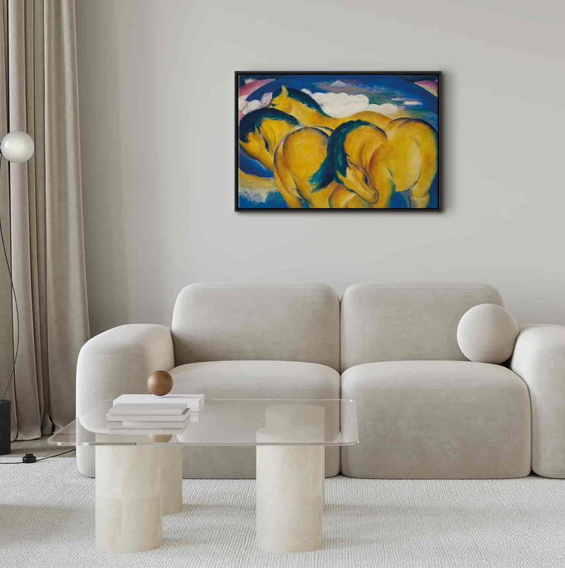 Floating Framed Canvas Art - Little Yellow Horses - Franz Marc