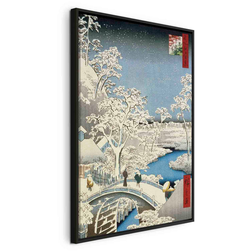 Floating Framed Canvas Art - Meguro Drum Bridge and Sunset Hill - Utagawa Hiroshige