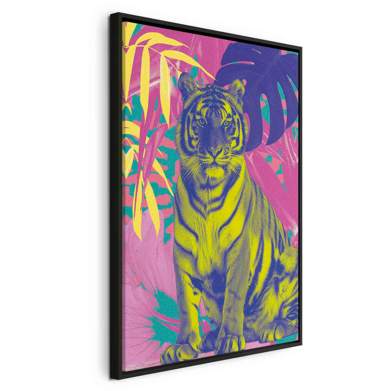 Floating Framed Canvas Art - Modern Colorful Tiger