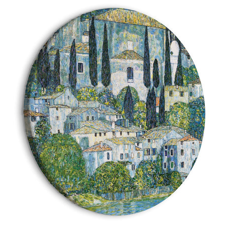 Round Canvas Print - Church in Cassone, Gustav Klimt - German Architecture by the River