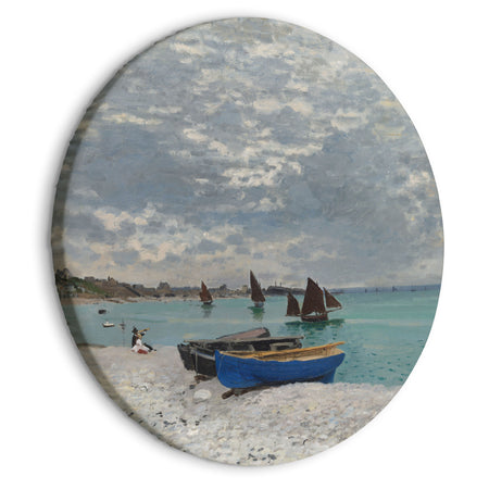 Round Canvas Print - Sainte-Adresse Beach, Claude Monet - Boats on the Seashore