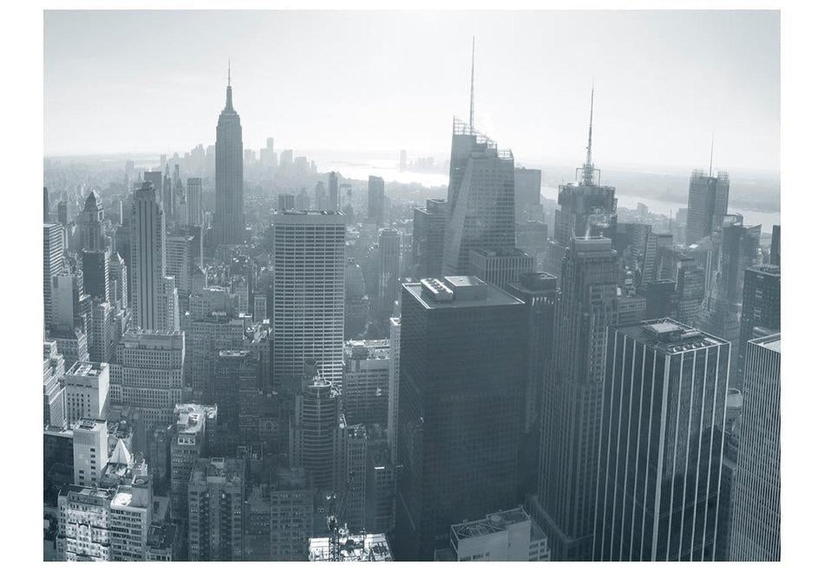New York Wallpaper Wall Mural - Foggy Skyline In Black & White ...