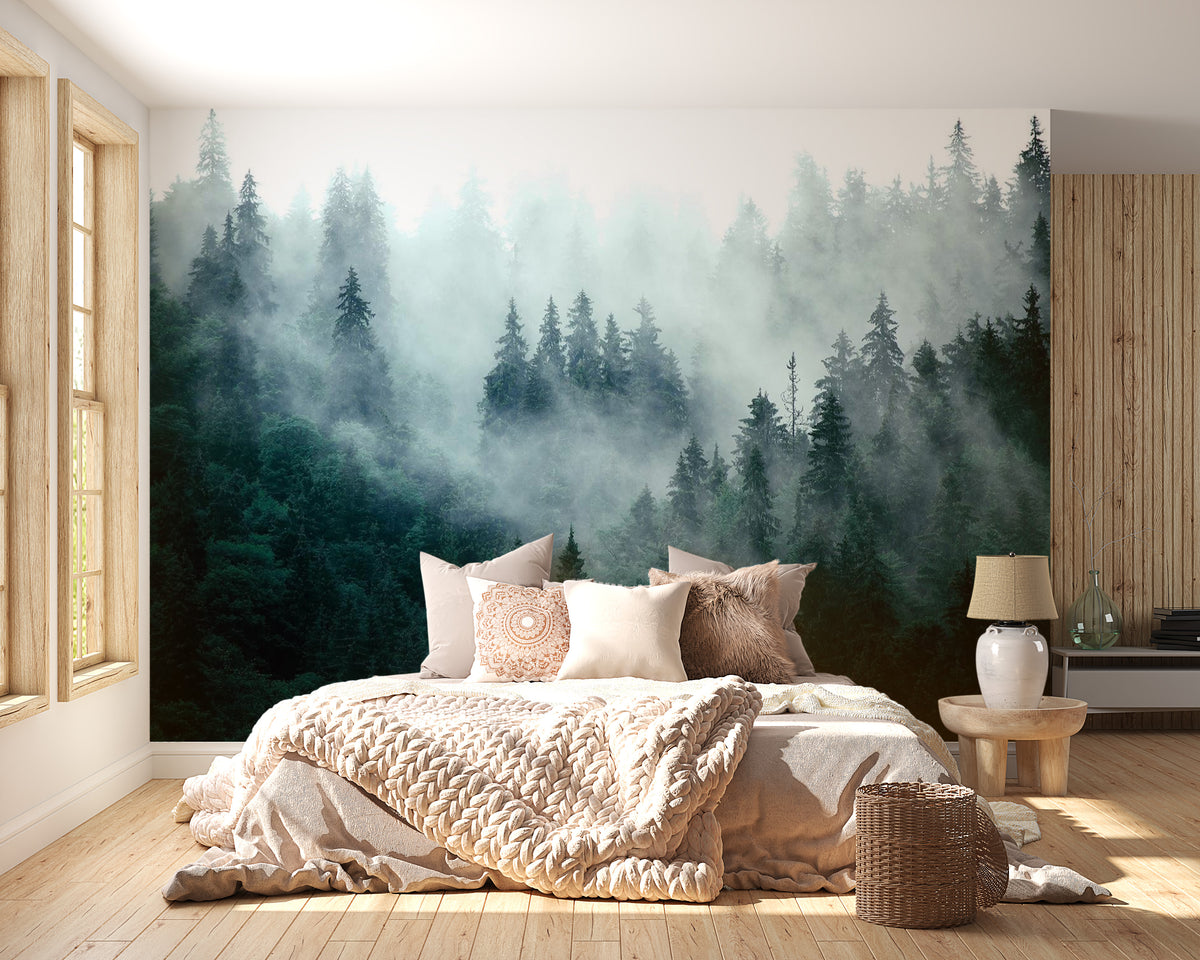 Peel & Stick Nature Wall Mural - Misty Mountains - Removable Wall Deca –  Tiptophomedecor