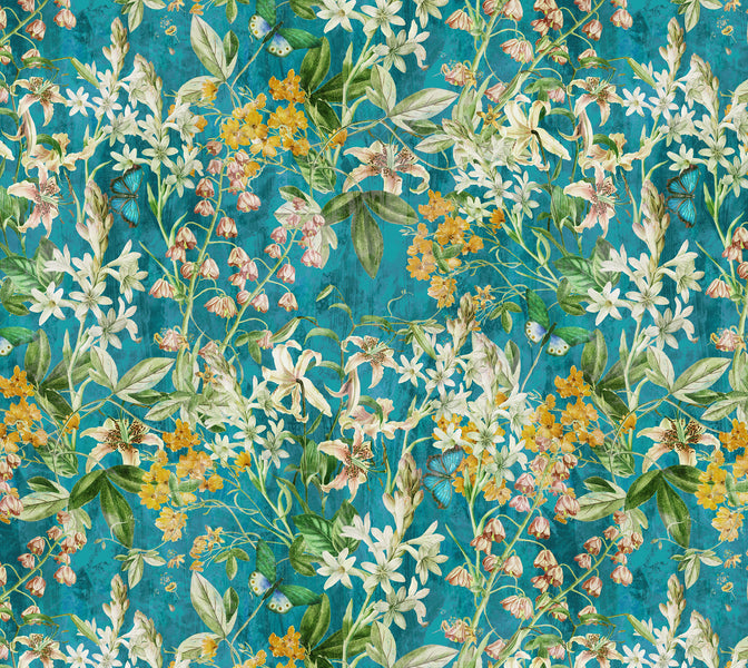 Premium Wallpaper Wall Mural - Spring Garden Aqua Blue