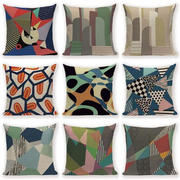 Abstract Geometric Retro Patchwork Cushion Covers Pillow Cases –  Tiptophomedecor