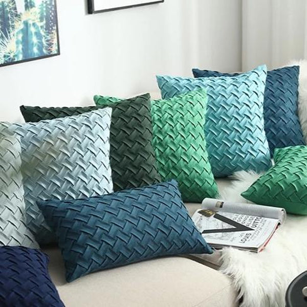 Blue Green Woven Pattern Cushion Covers – Tiptophomedecor