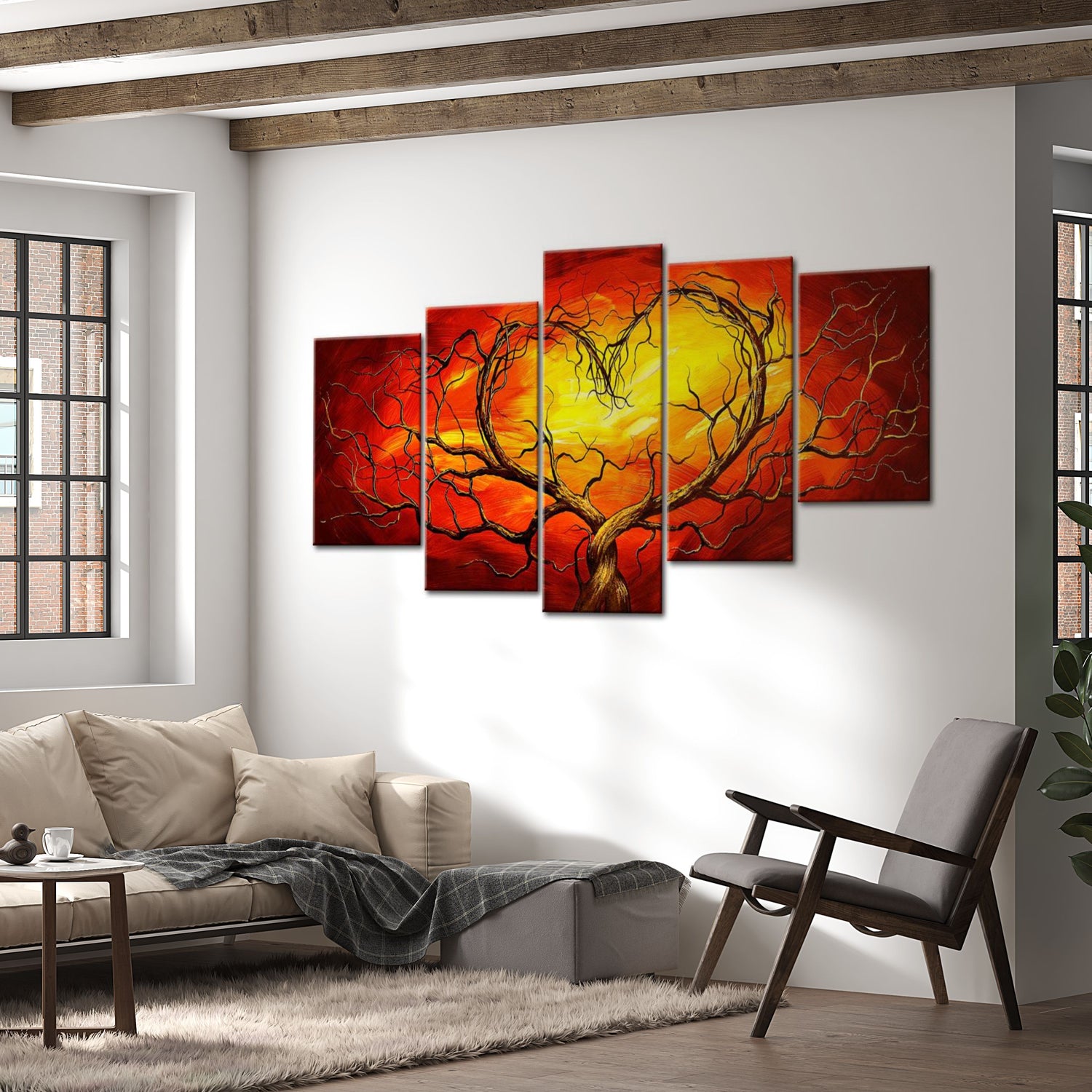 Abstract Canvas Wall Art - Burning Heart