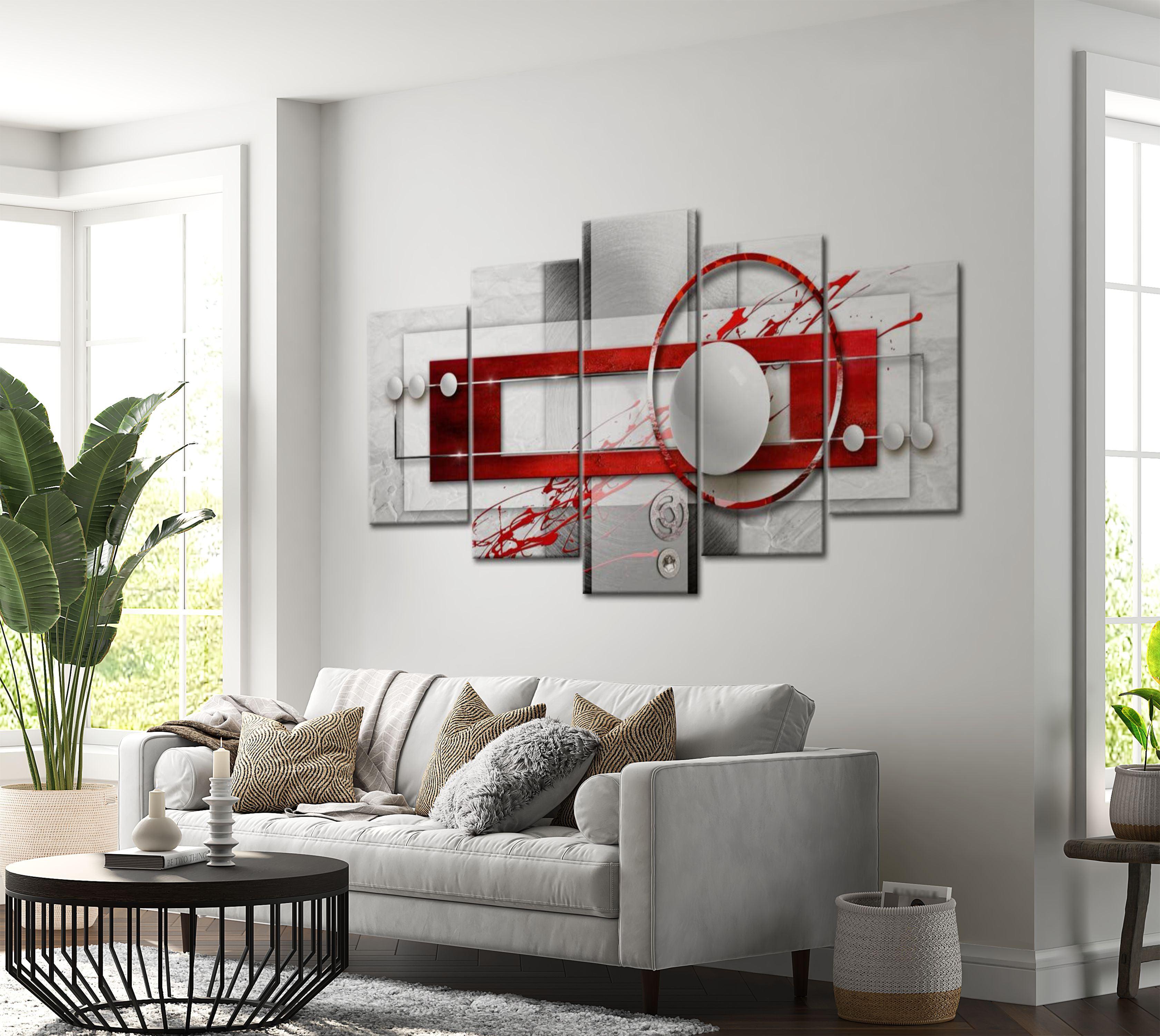 Abstract Canvas Wall Art - Crimson Energy - 5 Pieces