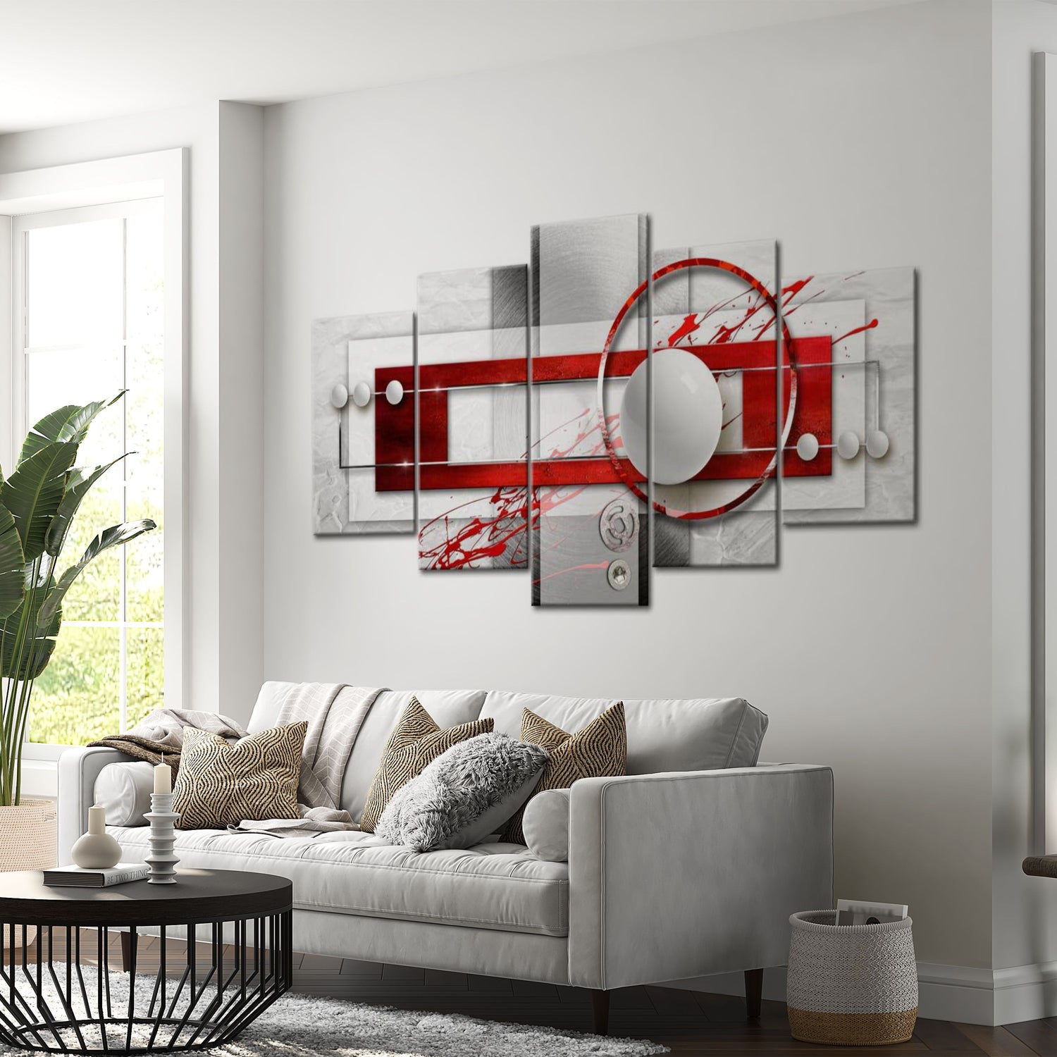 Abstract Canvas Wall Art - Crimson Energy