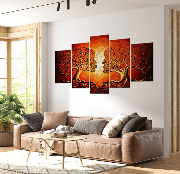 Abstract Canvas Wall Art - Heat Of Love - 5 Pieces