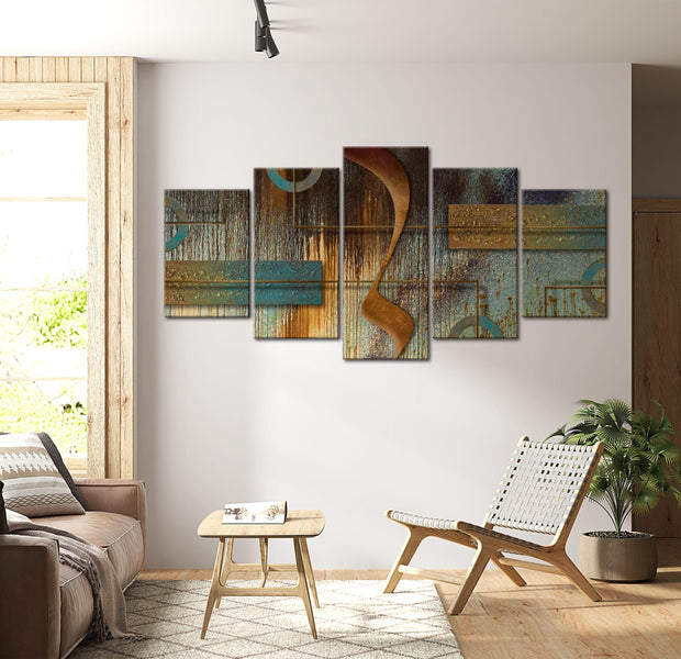 Abstract Canvas Wall Art - Exotic Note - 5 Pieces