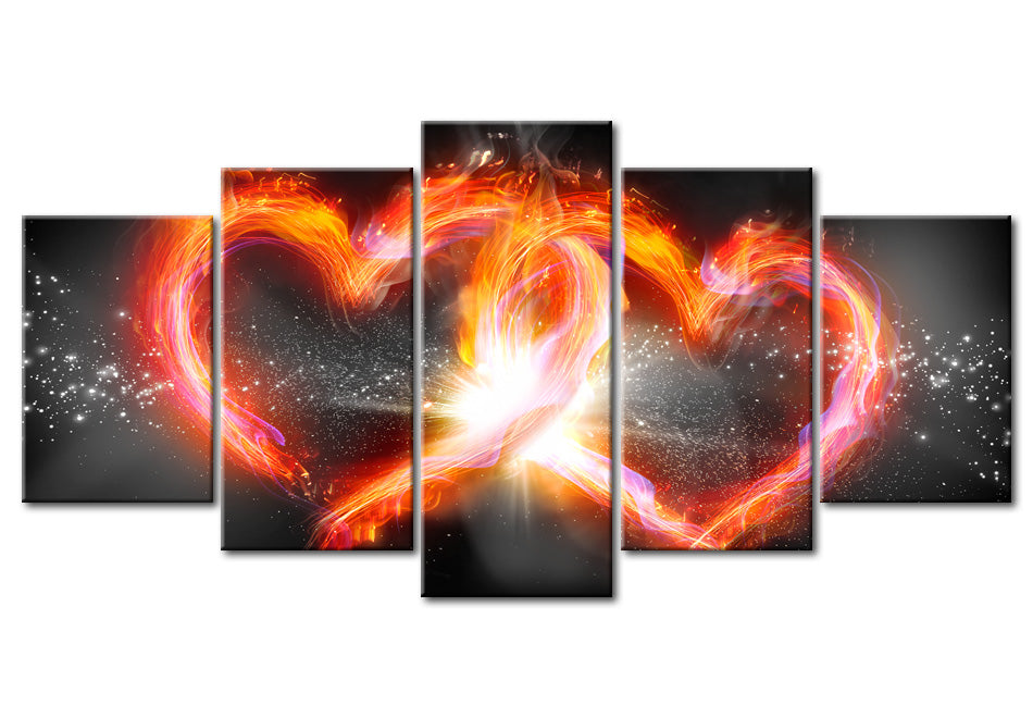 Glam Canvas Wall Art - Sparkling Flames - 5 Pieces