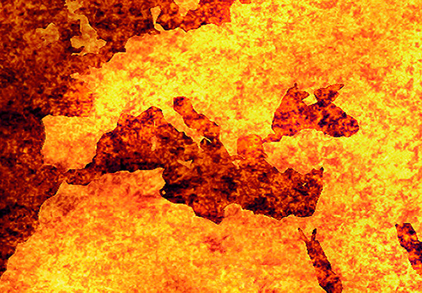Stretched Canvas World Map Art - Map Of The World - Hot Lava