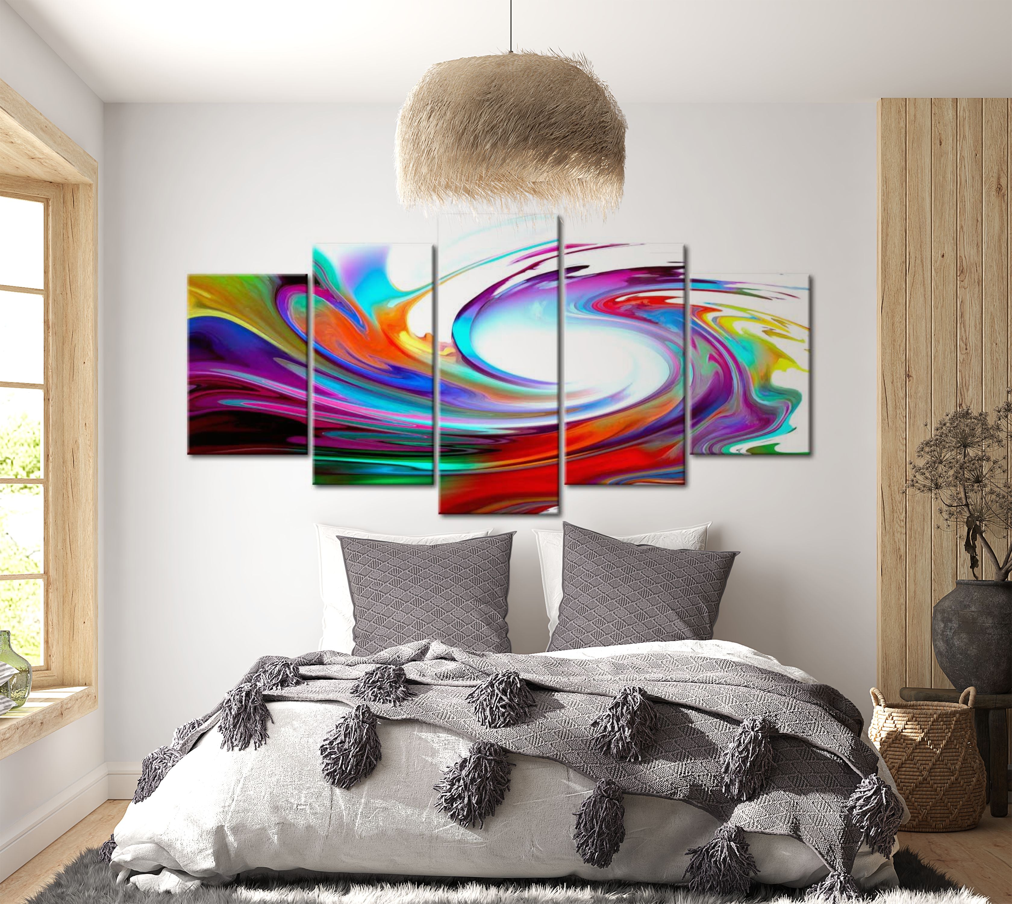 Abstract Canvas Wall Art - Rainbow - Swirl