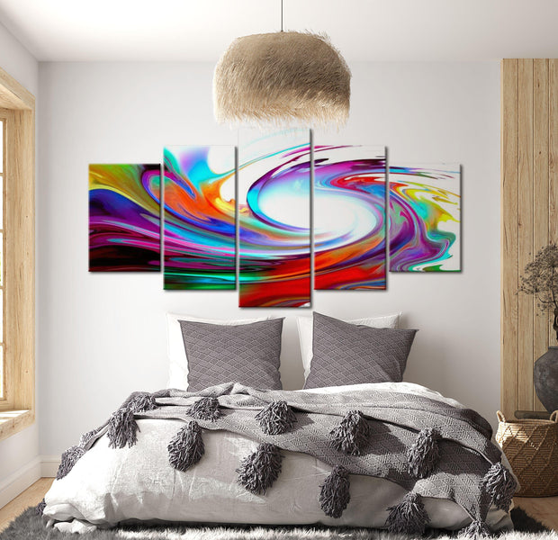 Abstract Canvas Wall Art - Rainbow - Swirl - 5 Pieces