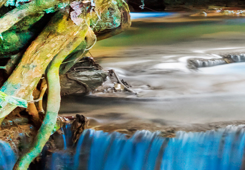 Stretched Canvas Landscape Art - Blue Waterfall In Kanchanaburi, Thailand