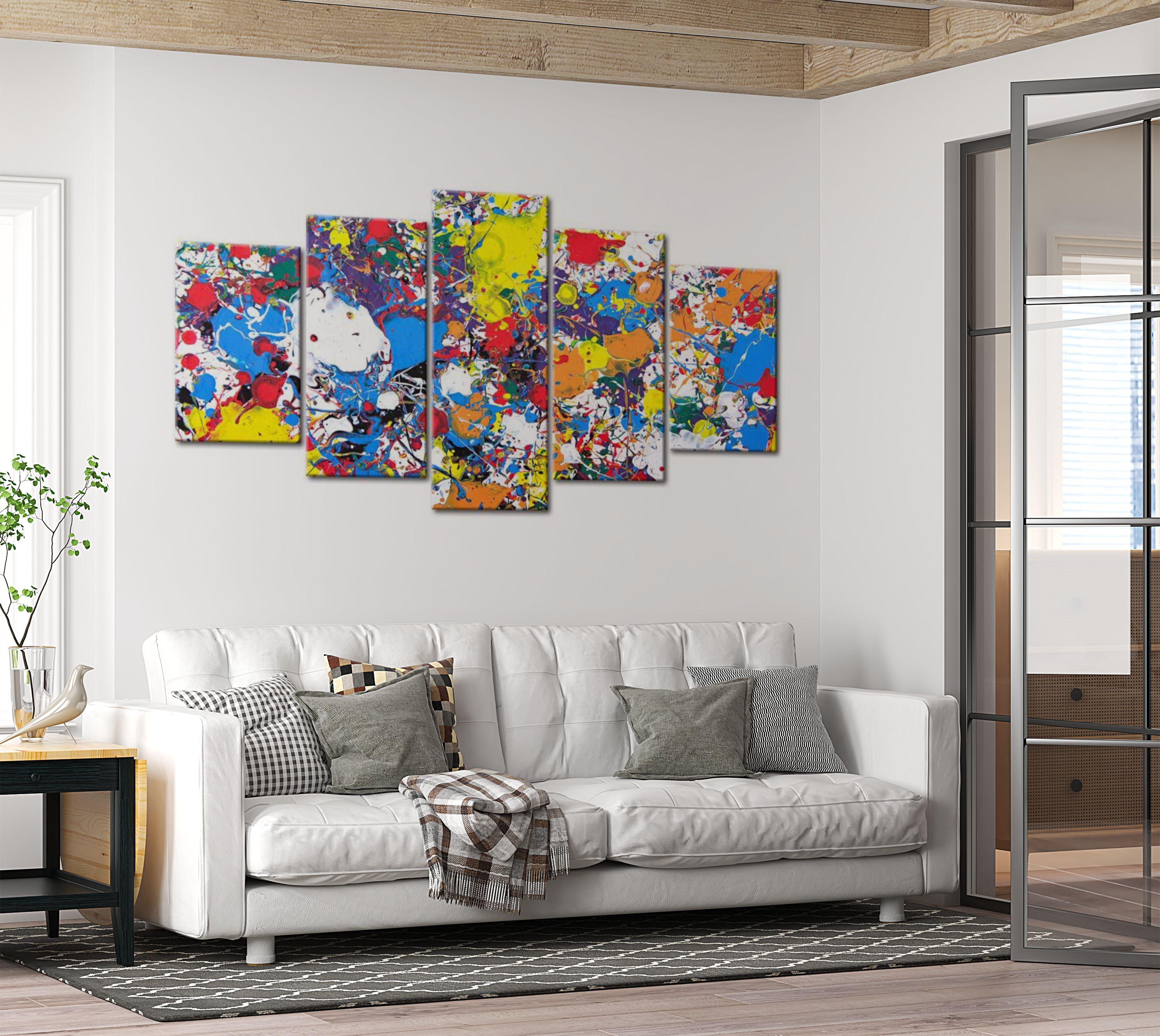 Abstract Canvas Wall Art - Colourful Imagination - 5 Pieces