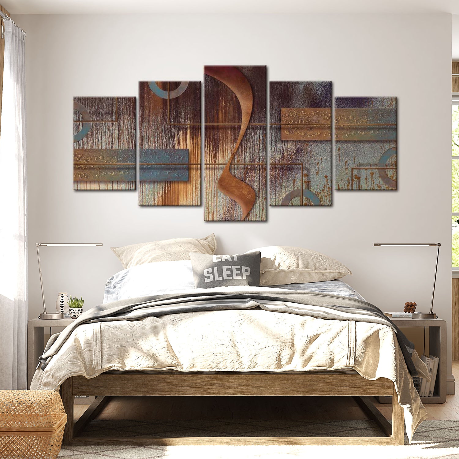 Abstract Canvas Wall Art - Oriental Composition