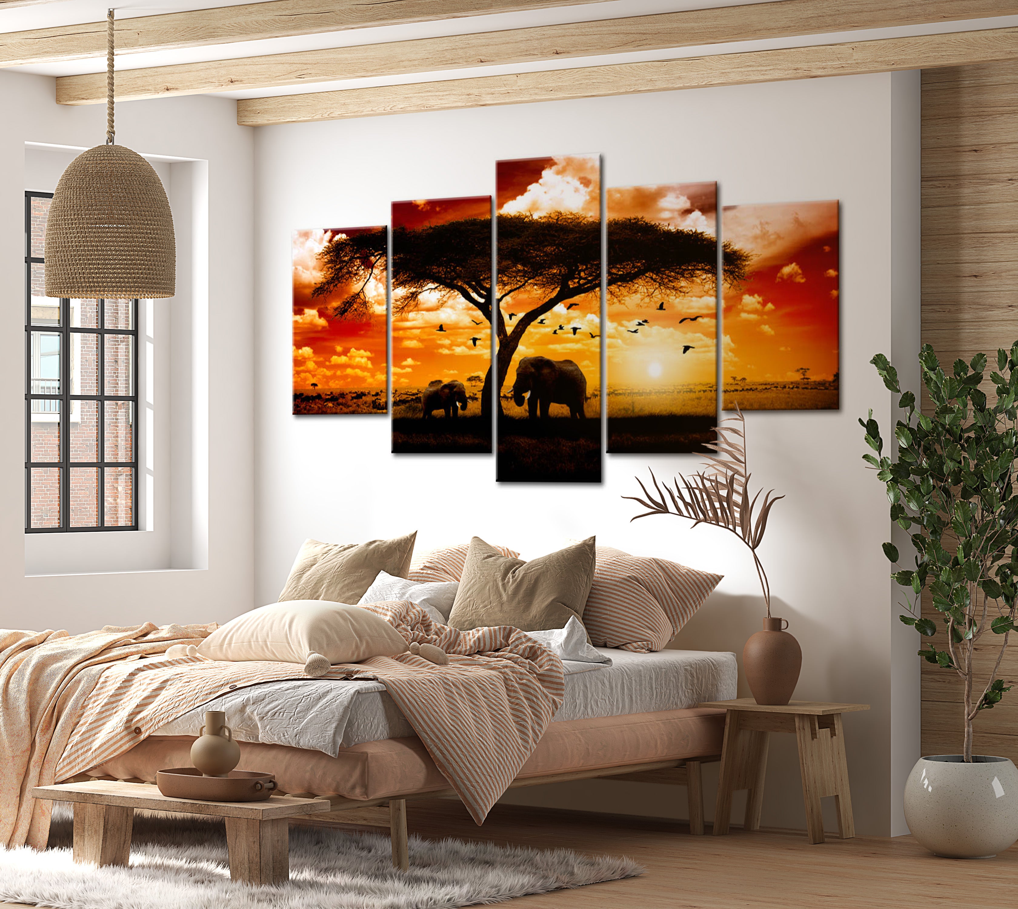 Stretched Canvas Landscape Art - The Savannah Sunset