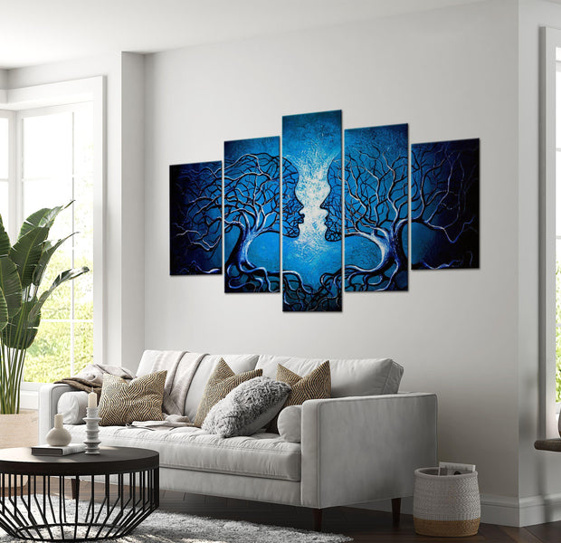 Abstract Canvas Wall Art - Sapphire Kiss - 5 Pieces