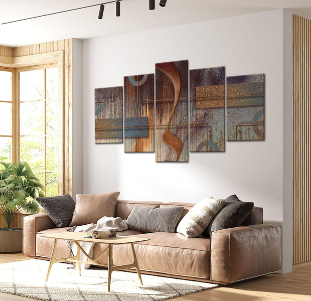 Abstract Canvas Wall Art - Oriental Composition - 5 Pieces