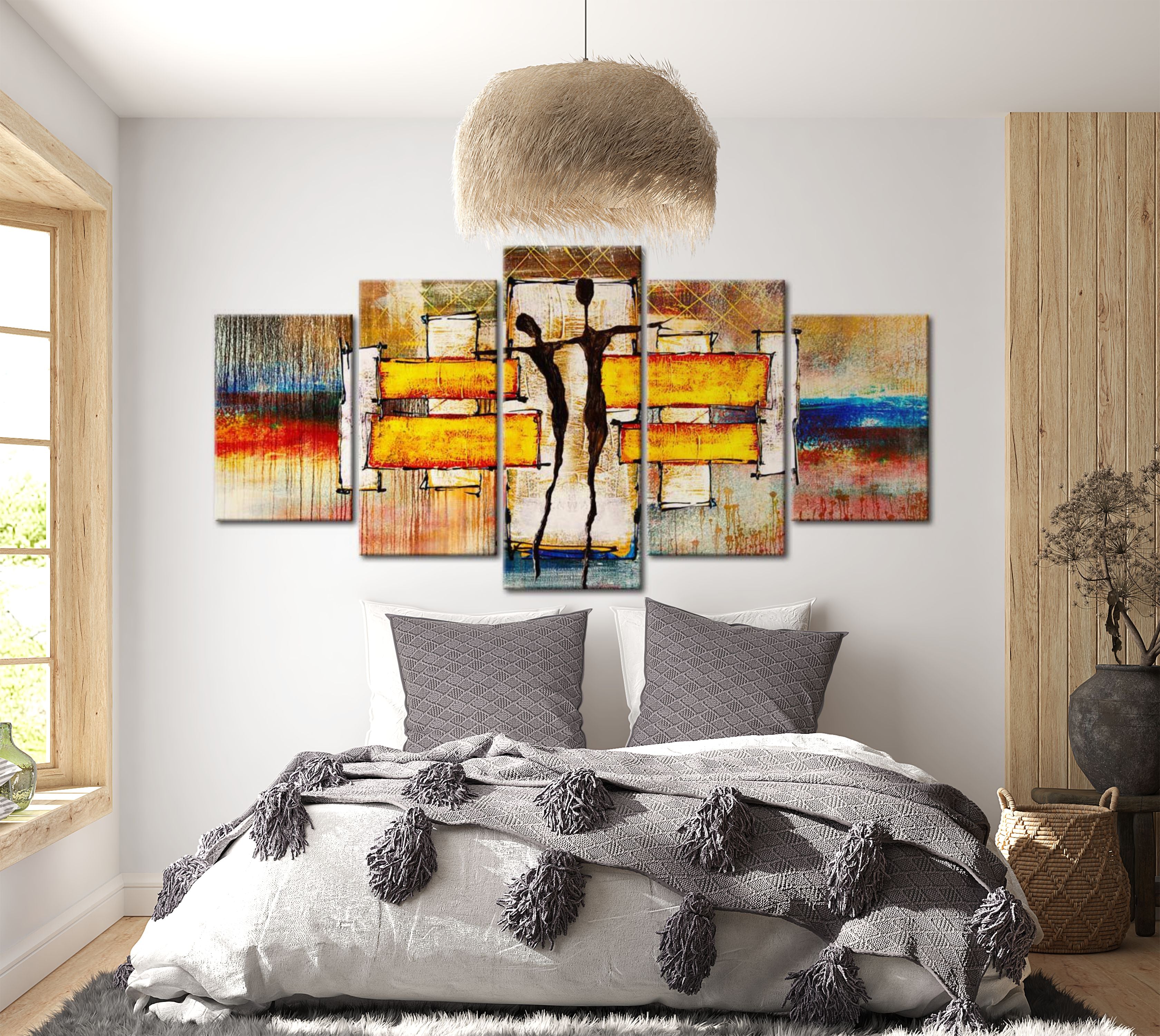 Abstract Canvas Wall Art - Solar Tango - 5 Pieces