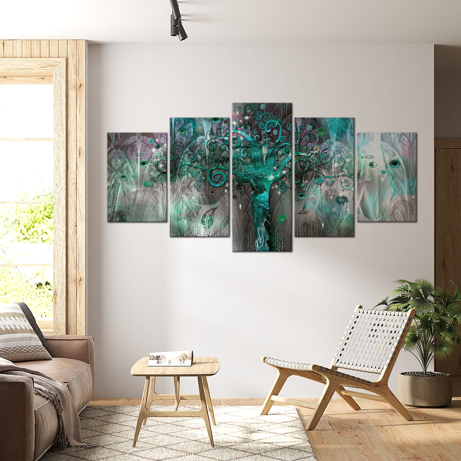 Abstract Canvas Wall Art - Tree Of The Future 5 Piece