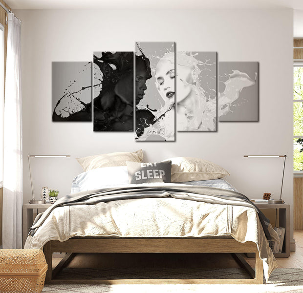 Abstract Canvas Wall Art - Love At First Sight - 5 Pieces