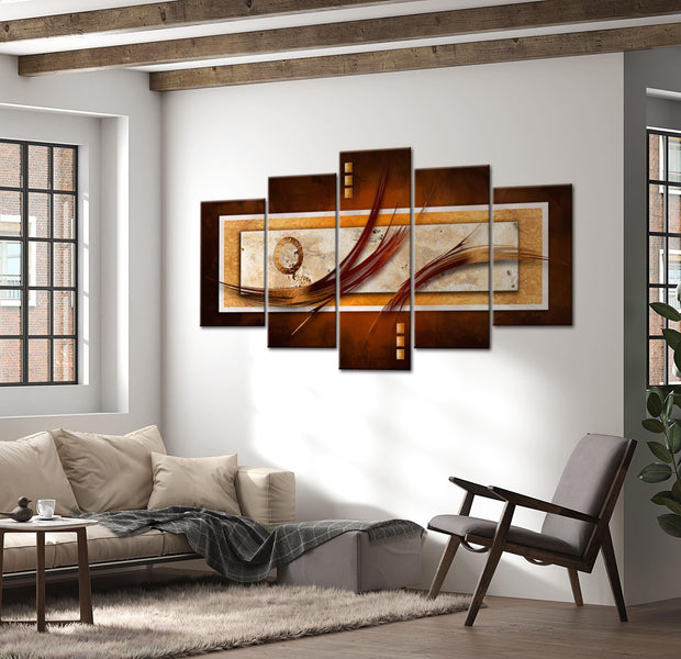 Abstract Canvas Wall Art - Iridescent Brown - 5 Pieces