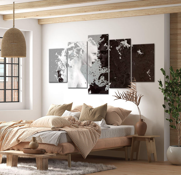 Abstract Canvas Wall Art - Milk & Choco - 5 Pieces