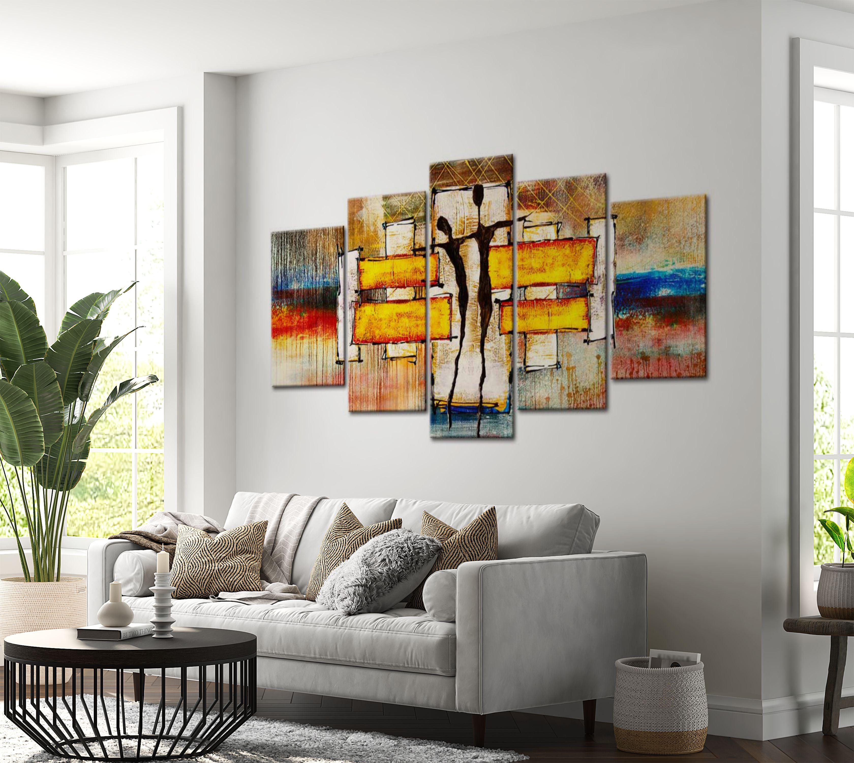 Abstract Canvas Wall Art - Solar Tango - 5 Pieces