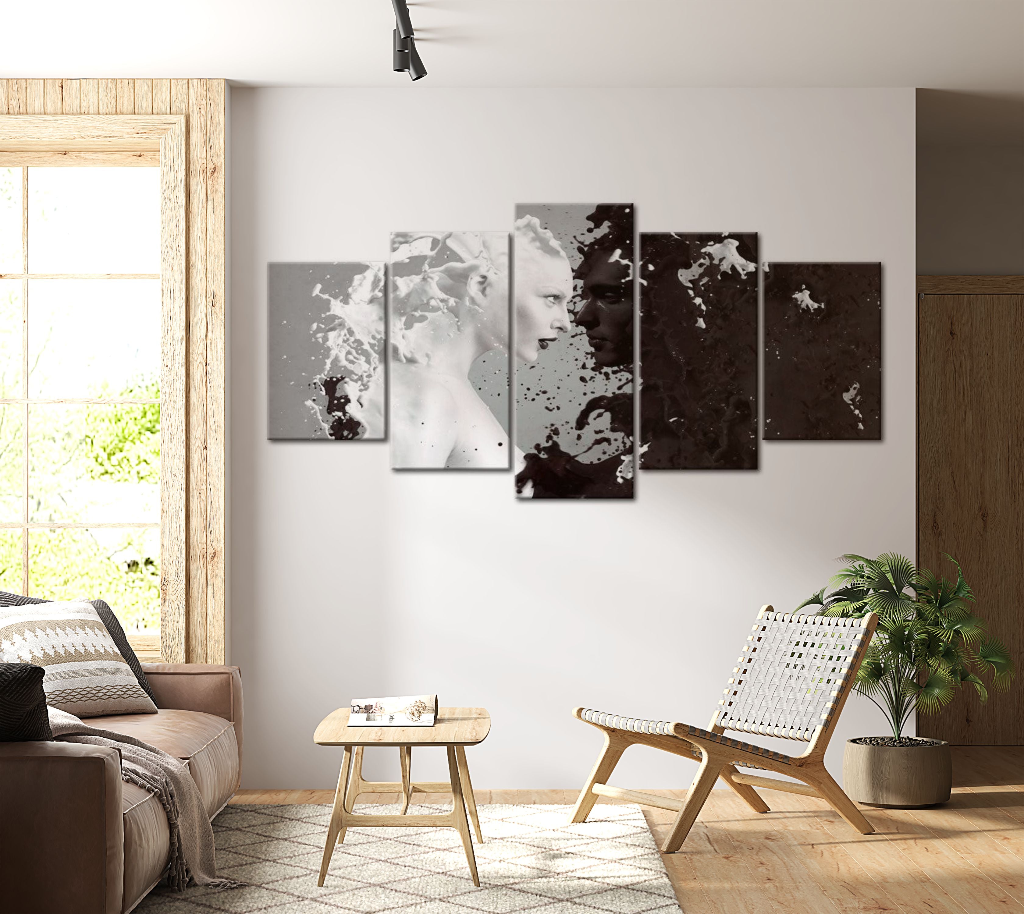 Abstract Canvas Wall Art - Milk & Choco - 5 Pieces