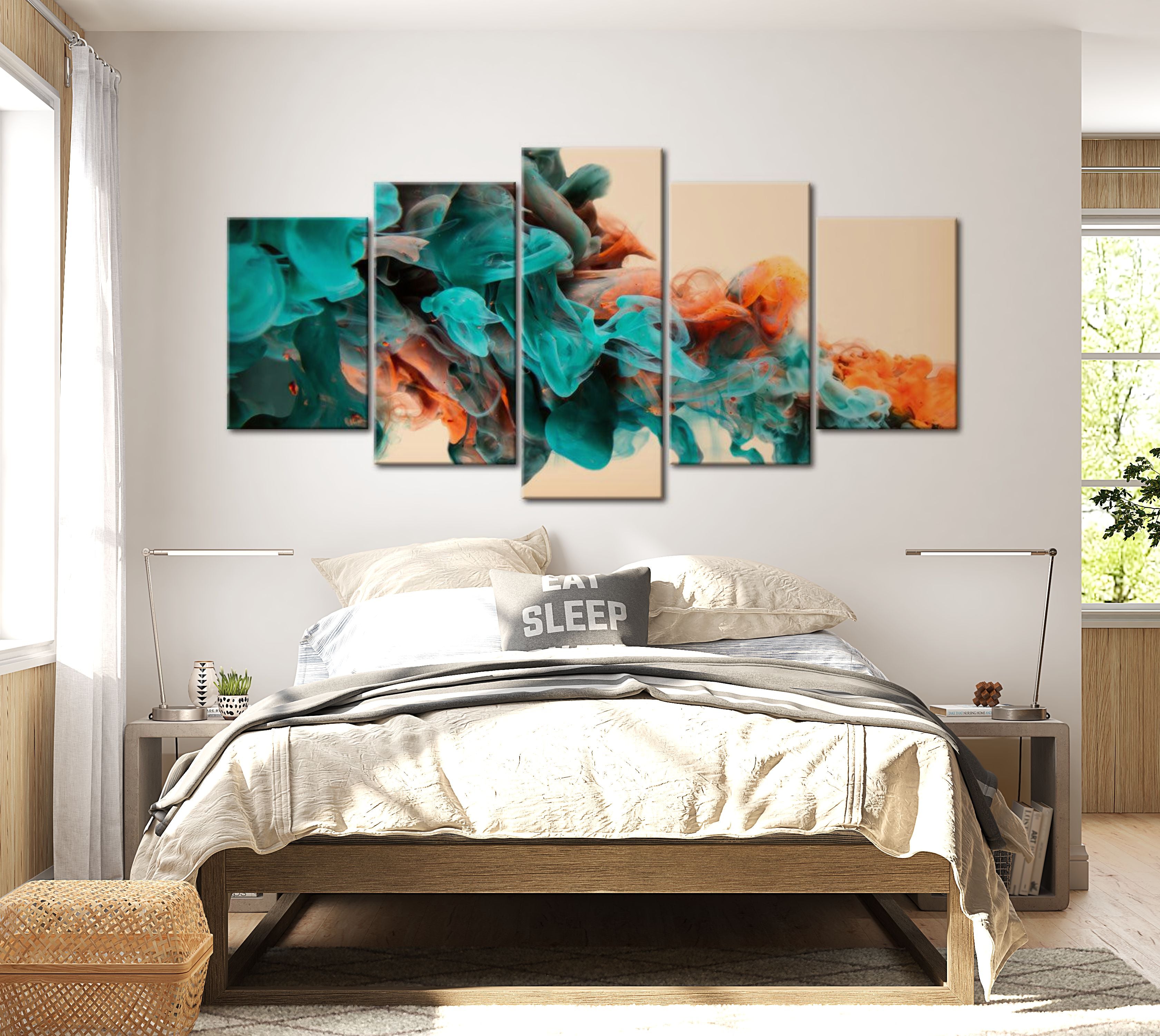 Abstract Canvas Wall Art - Fury Of Colors - 5 Pieces