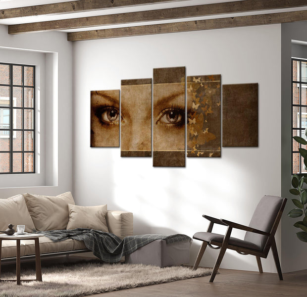 Abstract Canvas Wall Art - Eyes Like Butterflies - 5 Pieces