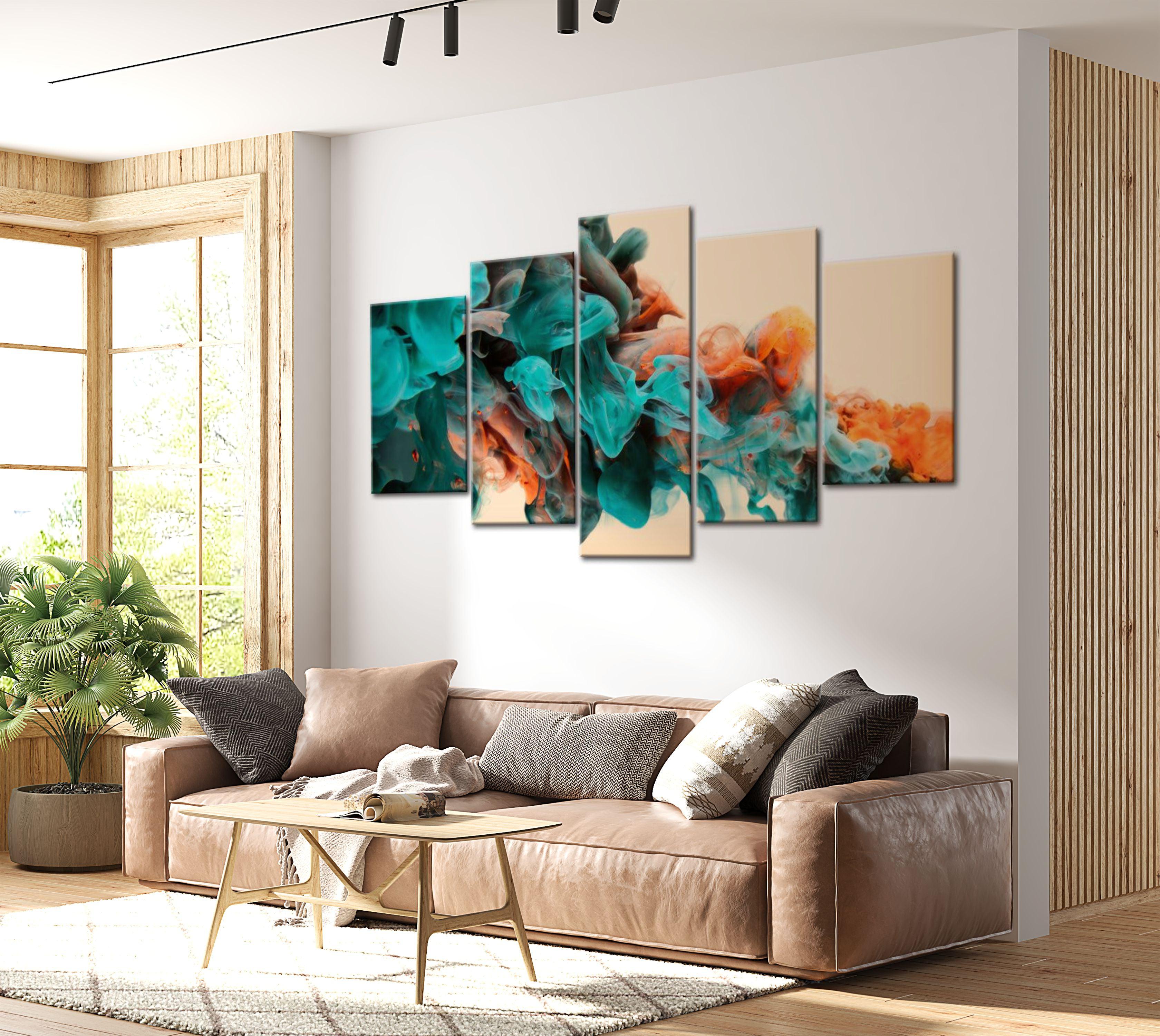 Abstract Canvas Wall Art - Fury Of Colors - 5 Pieces