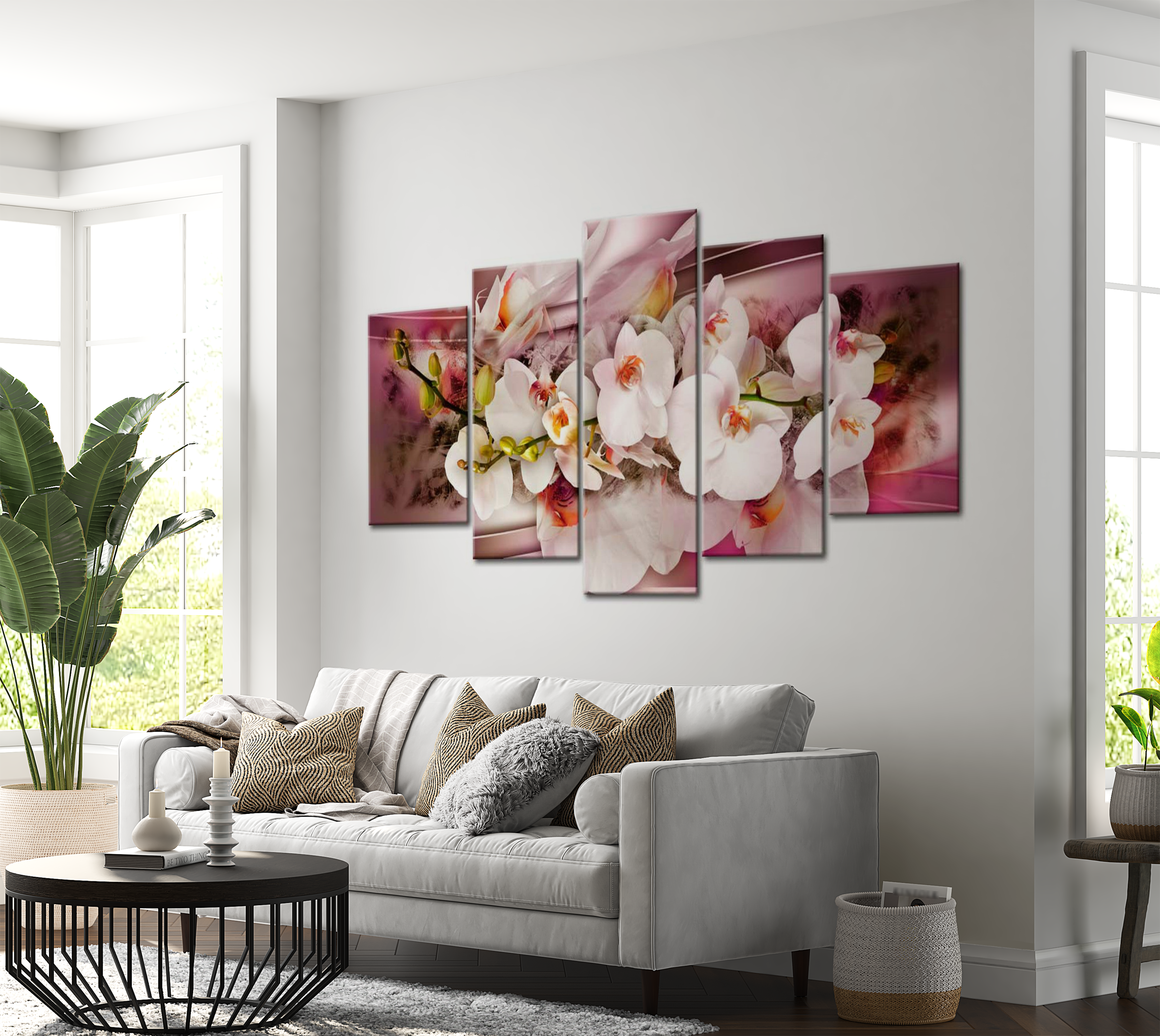 Floral Canvas Wall Art - Pink Serenade - 5 Pieces