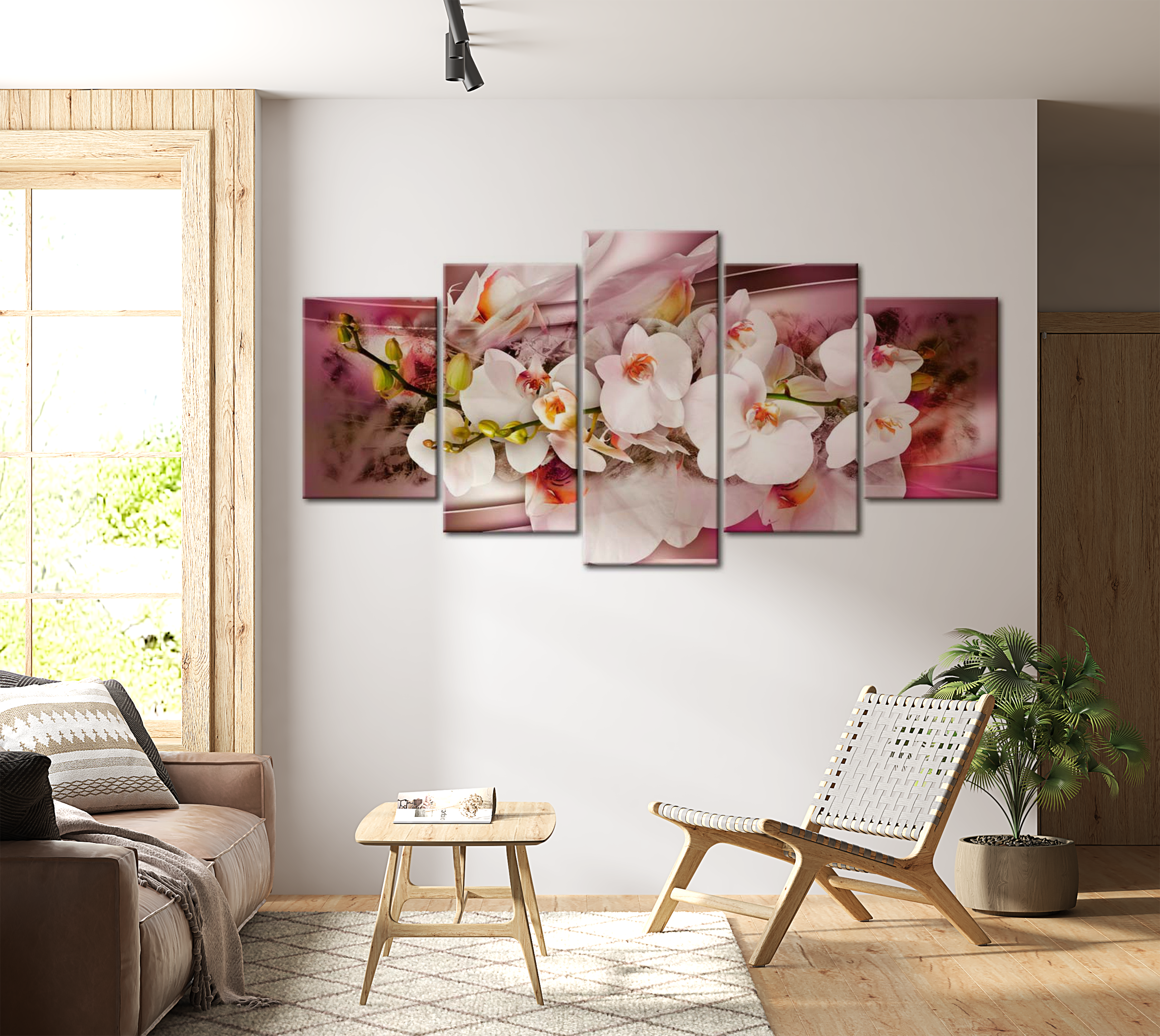 Floral Canvas Wall Art - Pink Serenade - 5 Pieces