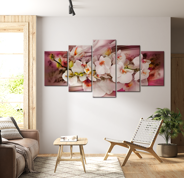Floral Canvas Wall Art - Pink Serenade - 5 Pieces