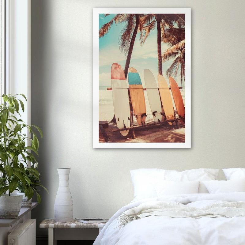 Vintage Surf Boards & Palm Trees Poster