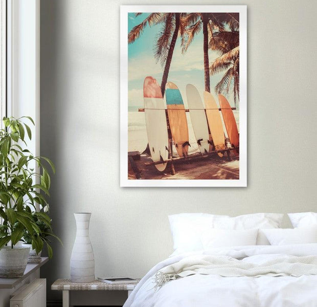 Vintage Surf Boards & Palm Trees Poster