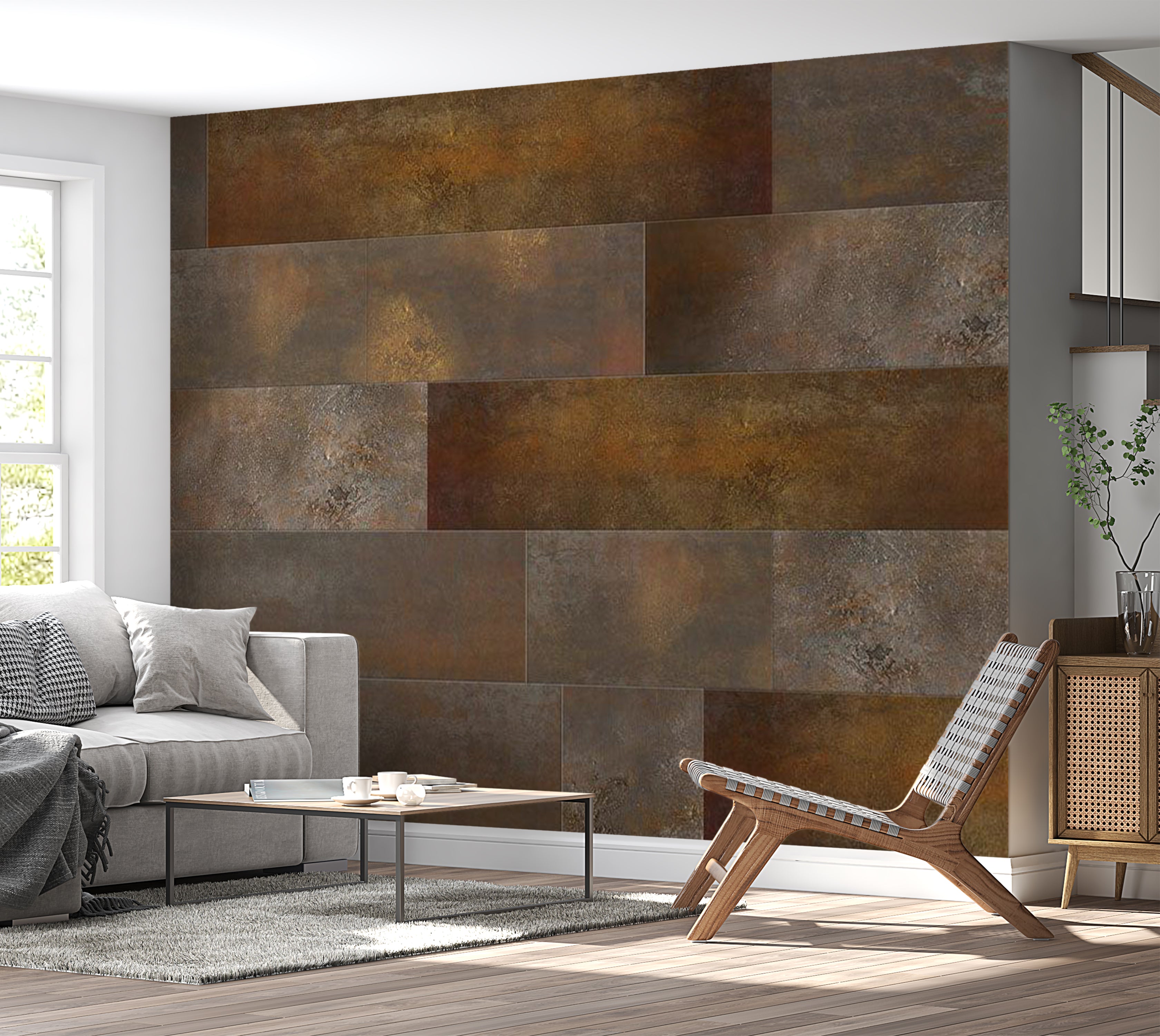 Peel & Stick Wall Mural - Brown Terracotta Tiles 38"Wx27"H