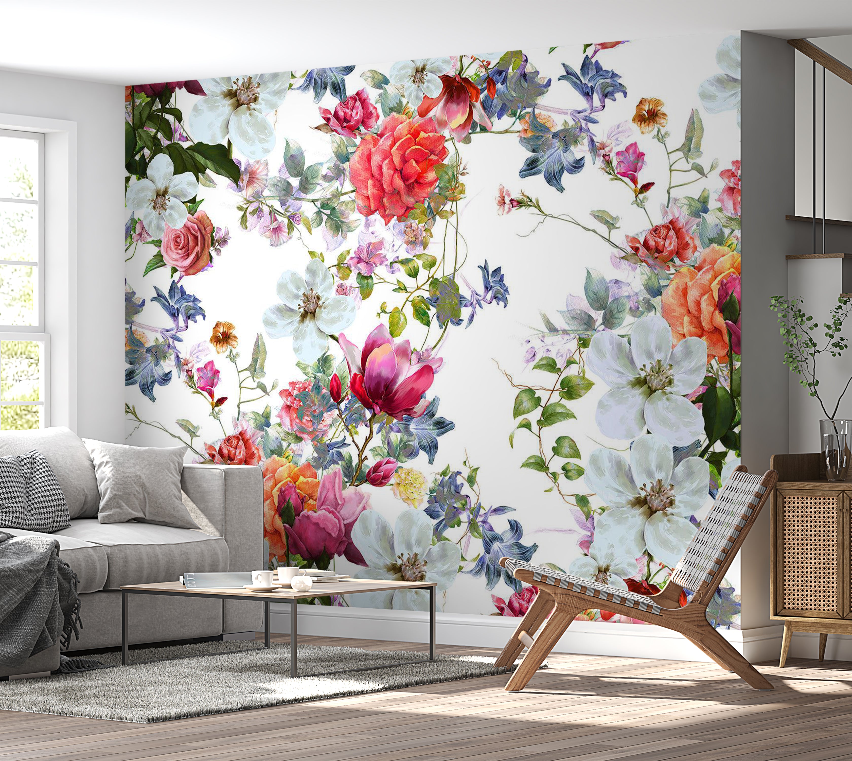 Peel & Stick Floral Wall Mural - Colored Bouquet 38"Wx27"H